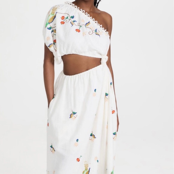 FARM RIO Pitanga Embroidery One Shoulder Cut Out Maxi Dress - Picture 5 of 16